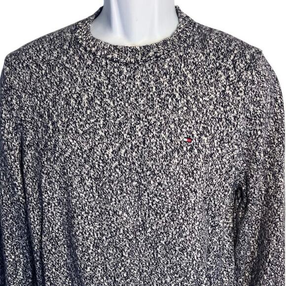 Tommy Hilfiger men’s size M long sleeve crewneck gray marble knit logo sweater - Picture 4 of 7